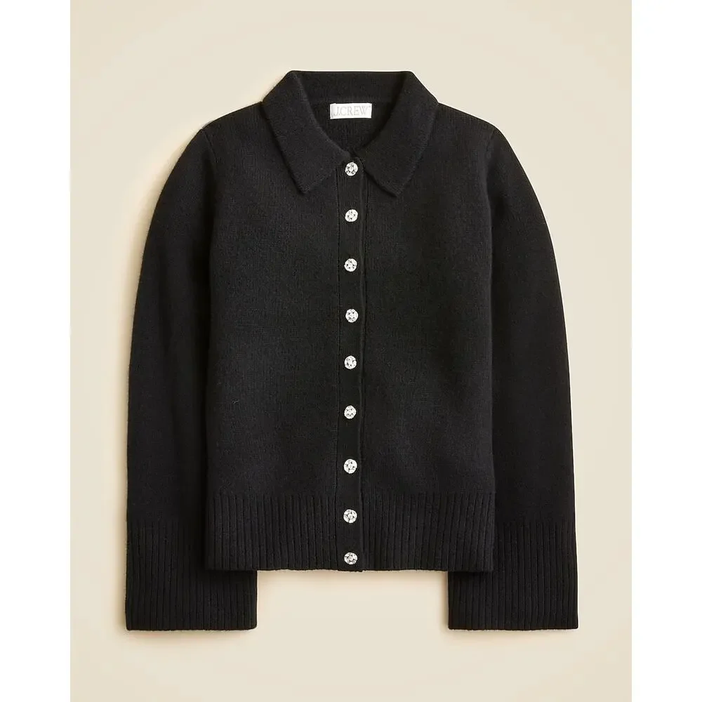 J. Crew Milano Stitch Cinched Waist Cardigan with Embellished Buttons Size S NWT
